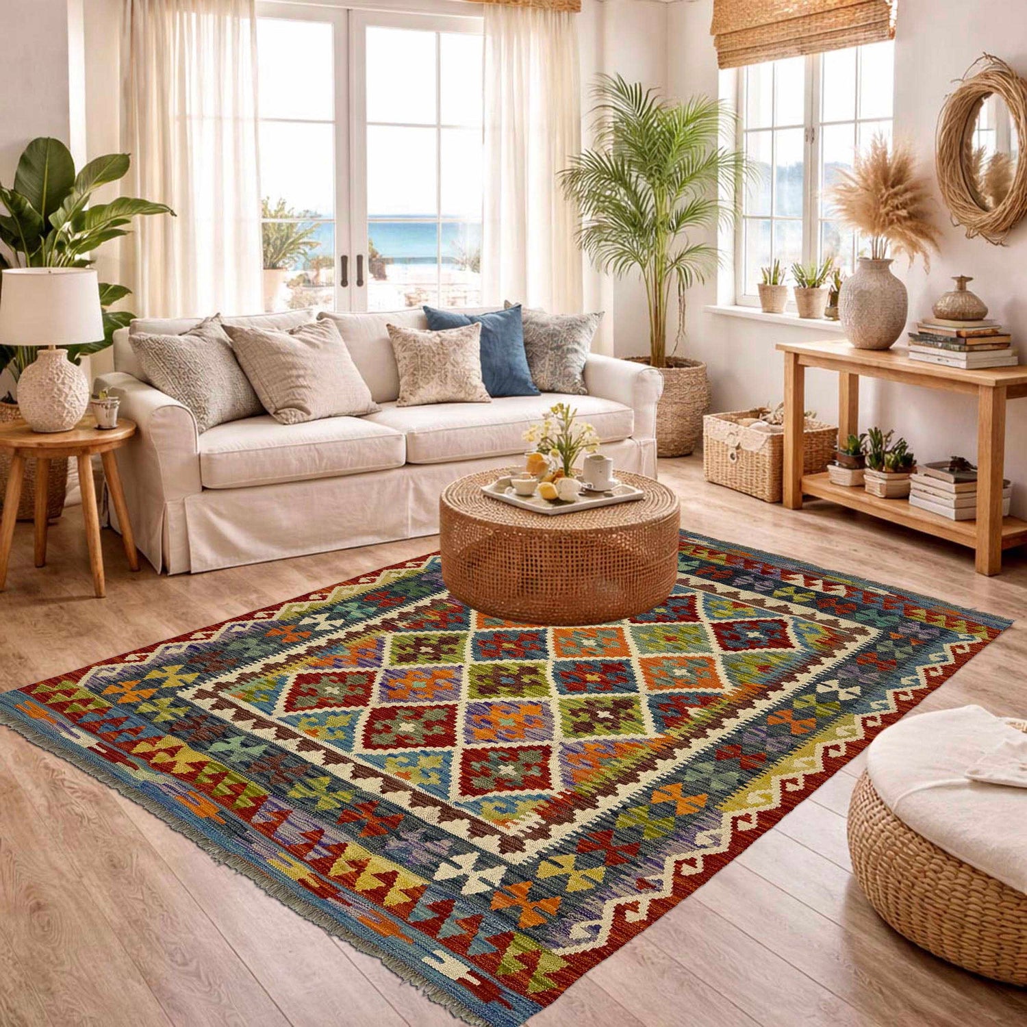 Handmade Multi Kilim Geometric 4x7 ft