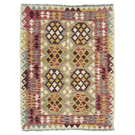 Hand-Knotted Multi Geometric Vegetable Kilim Area Rug – 153 x 196 cm | SKU: G38935
