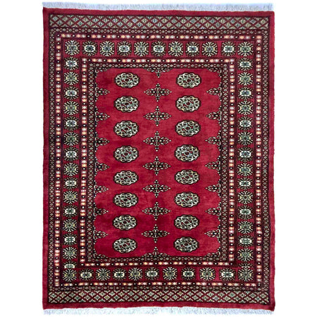 Bokhara Rug Handmade Vibrant Red Medallion 4x6 ft