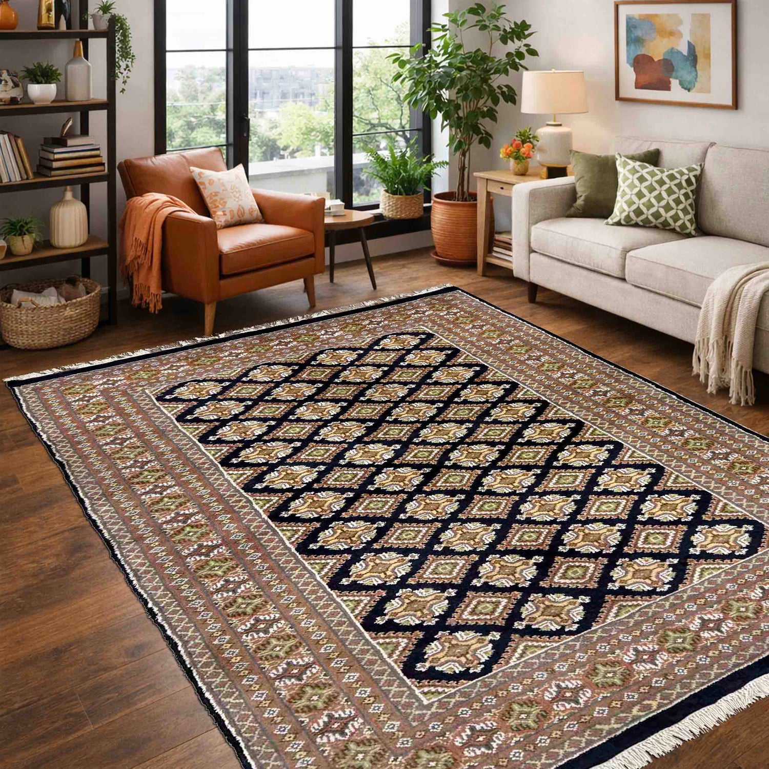 Jaldar Area Rug Handmade Multi Floral 4x6 ft