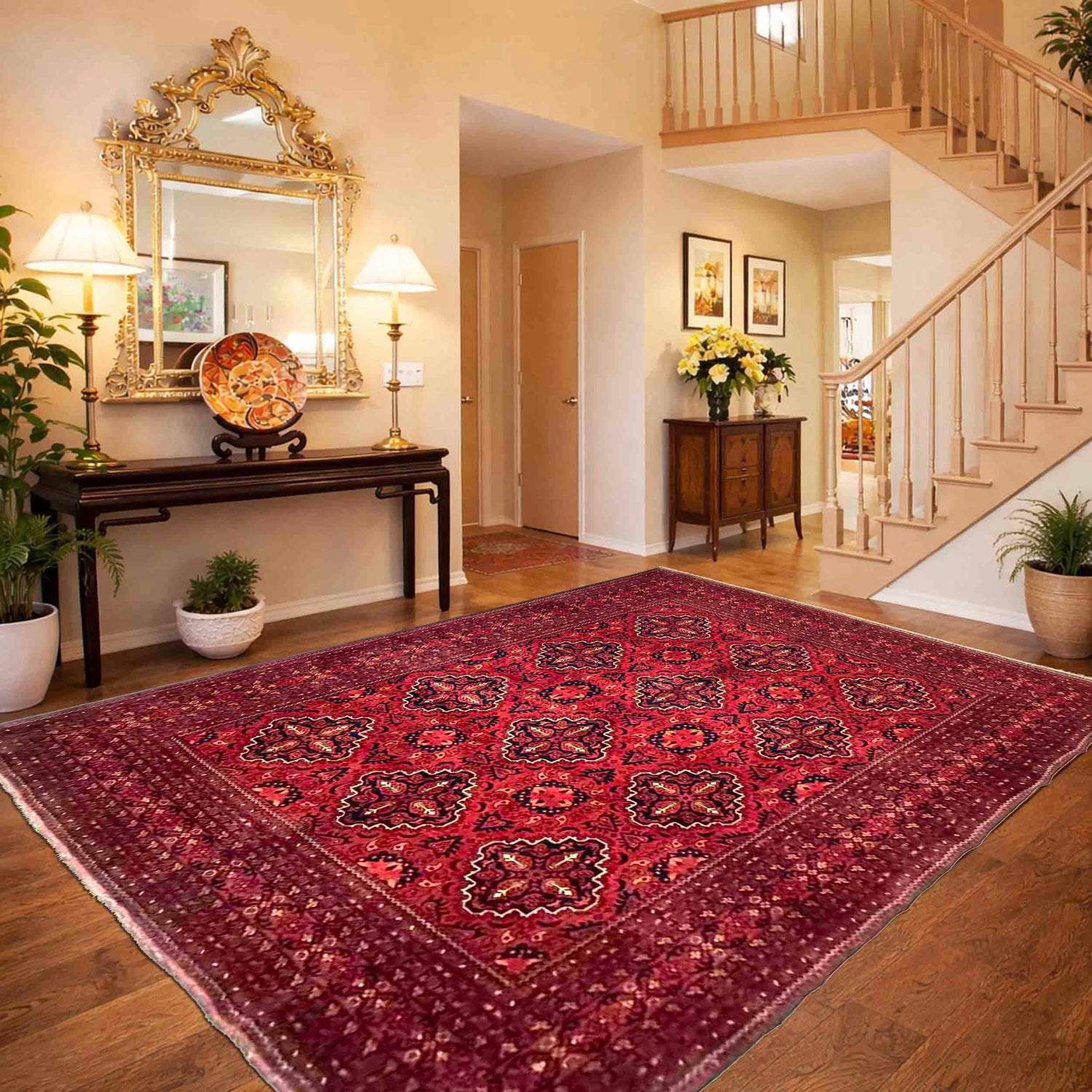 Khal Mohammadi Rug Handmade Red 6x9 ft