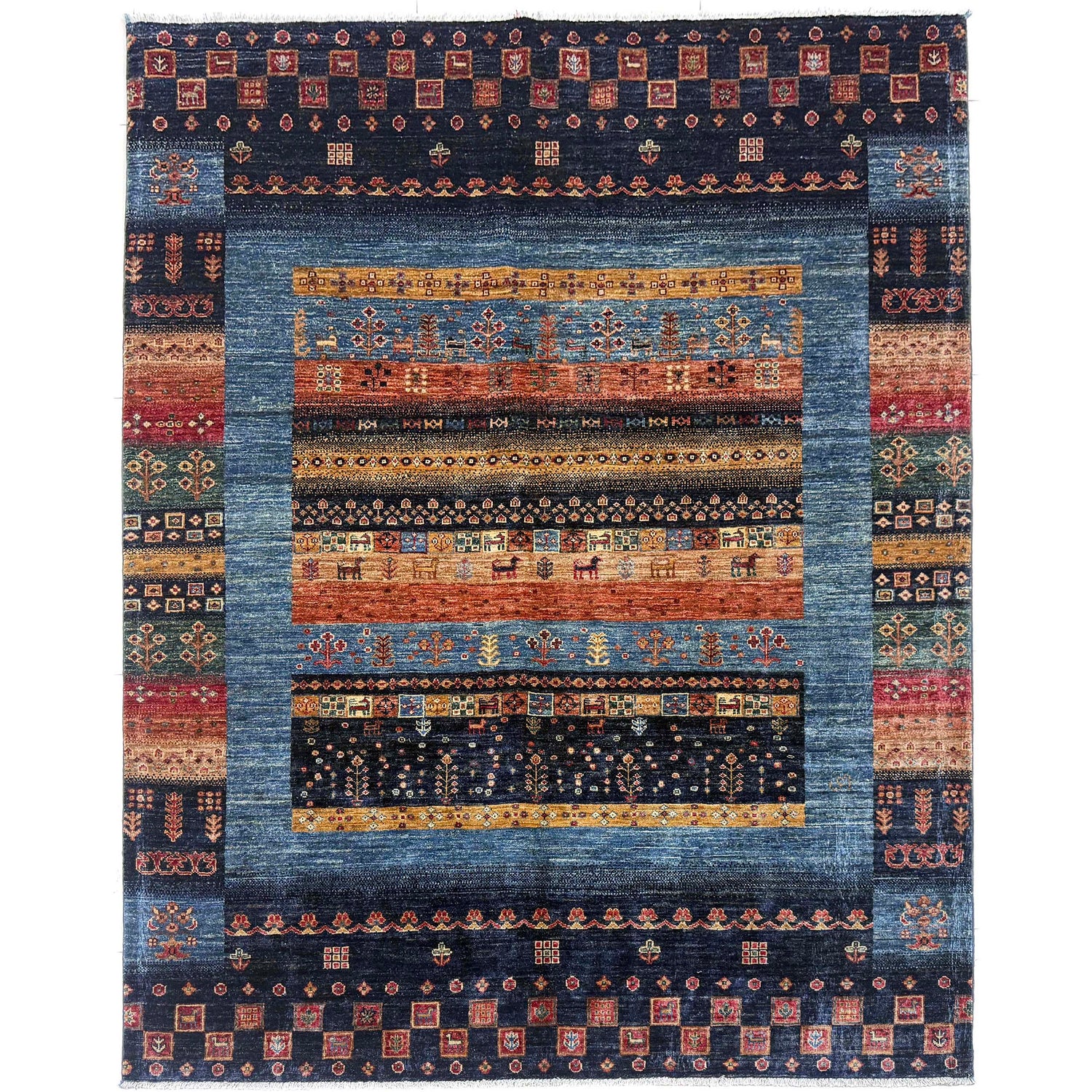 Shikargah Area Rug Handmade Multi Animal/Birds 5x8 ft