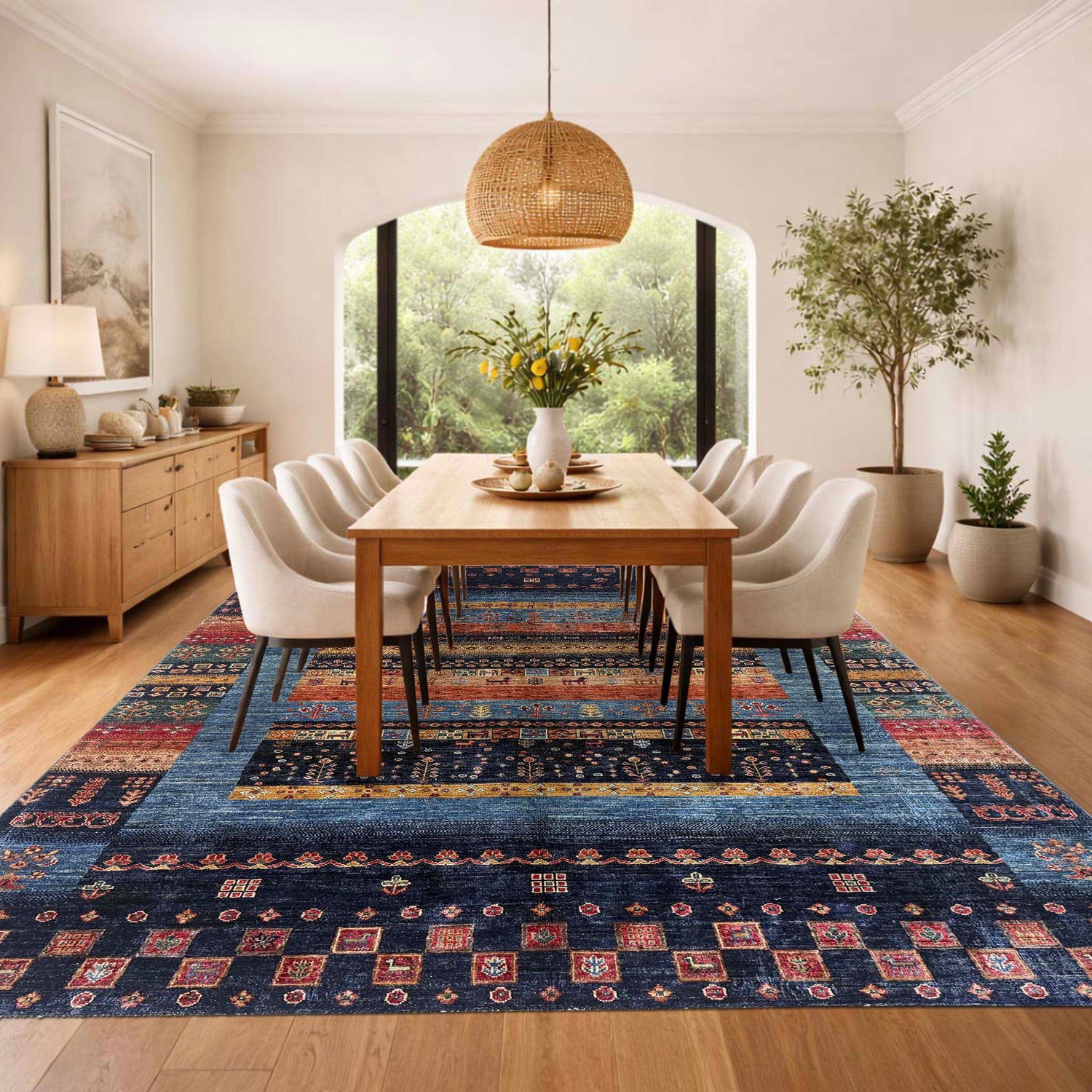 Shikargah Area Rug Handmade Multi Animal/Birds 5x8 ft