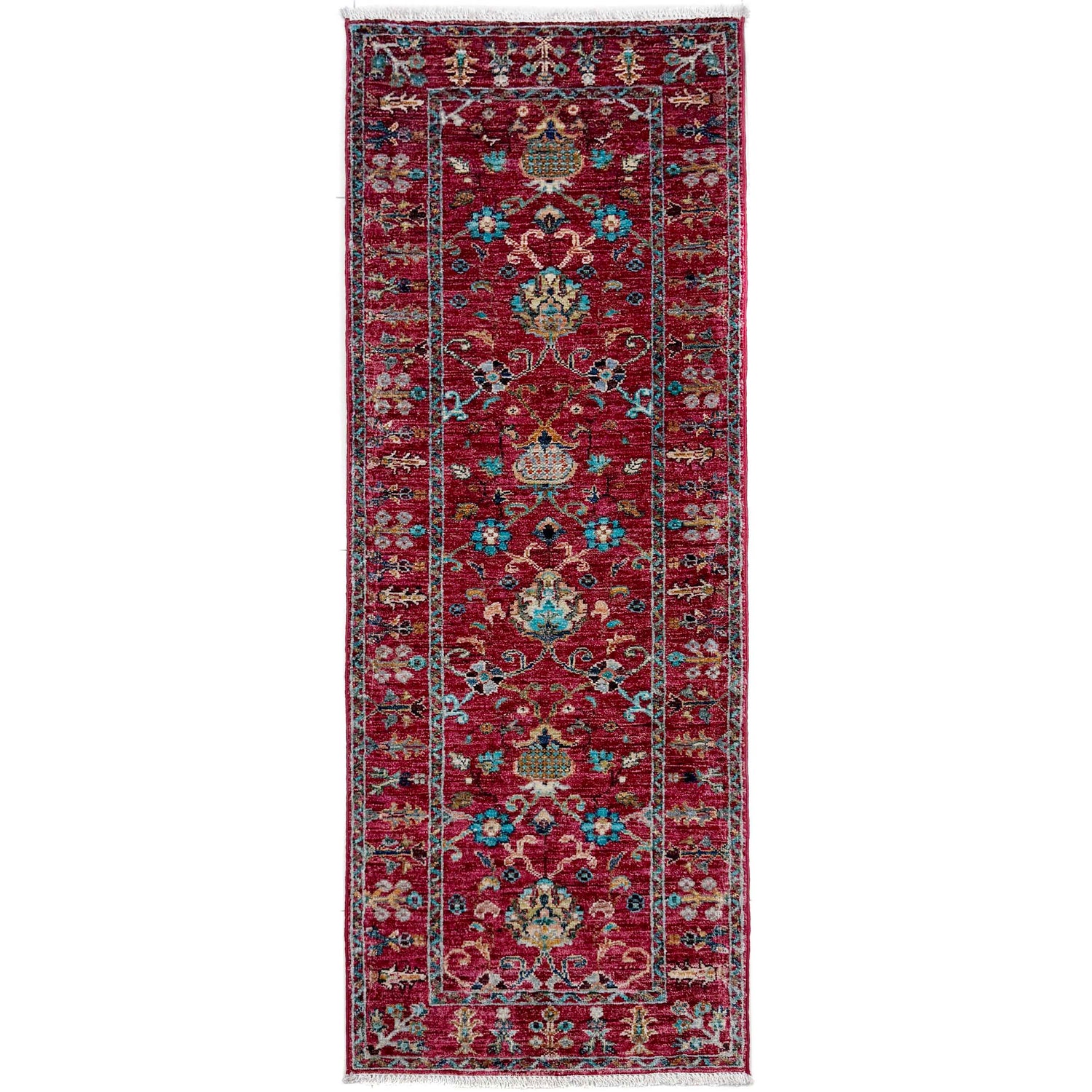 Sultani Runner Rug Handmade Red Floral 6' Runner