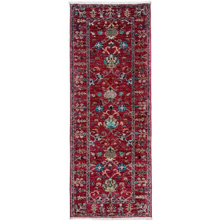 Sultani Runner Rug Handmade Red Floral 6' Runner
