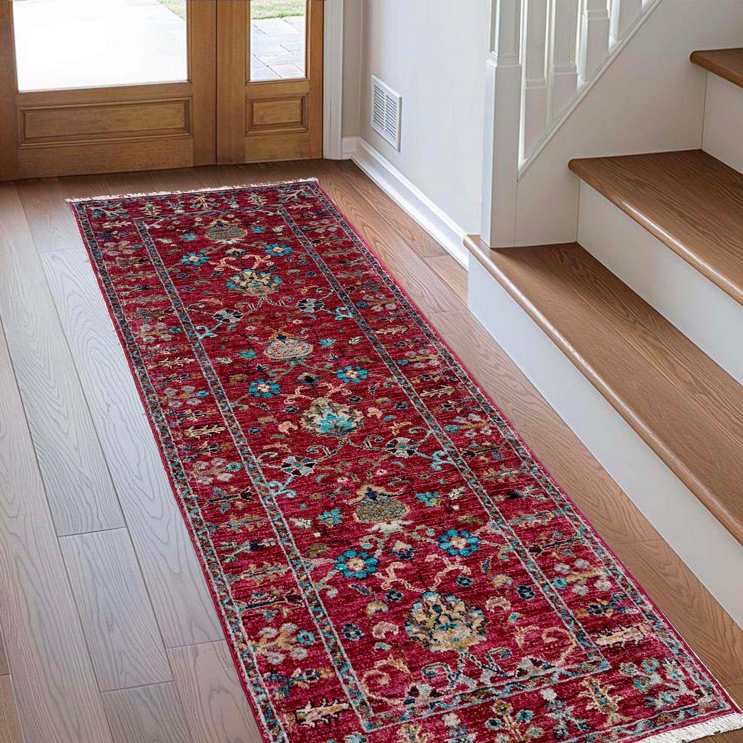 Sultani Runner Rug Handmade Red Floral 6' Runner
