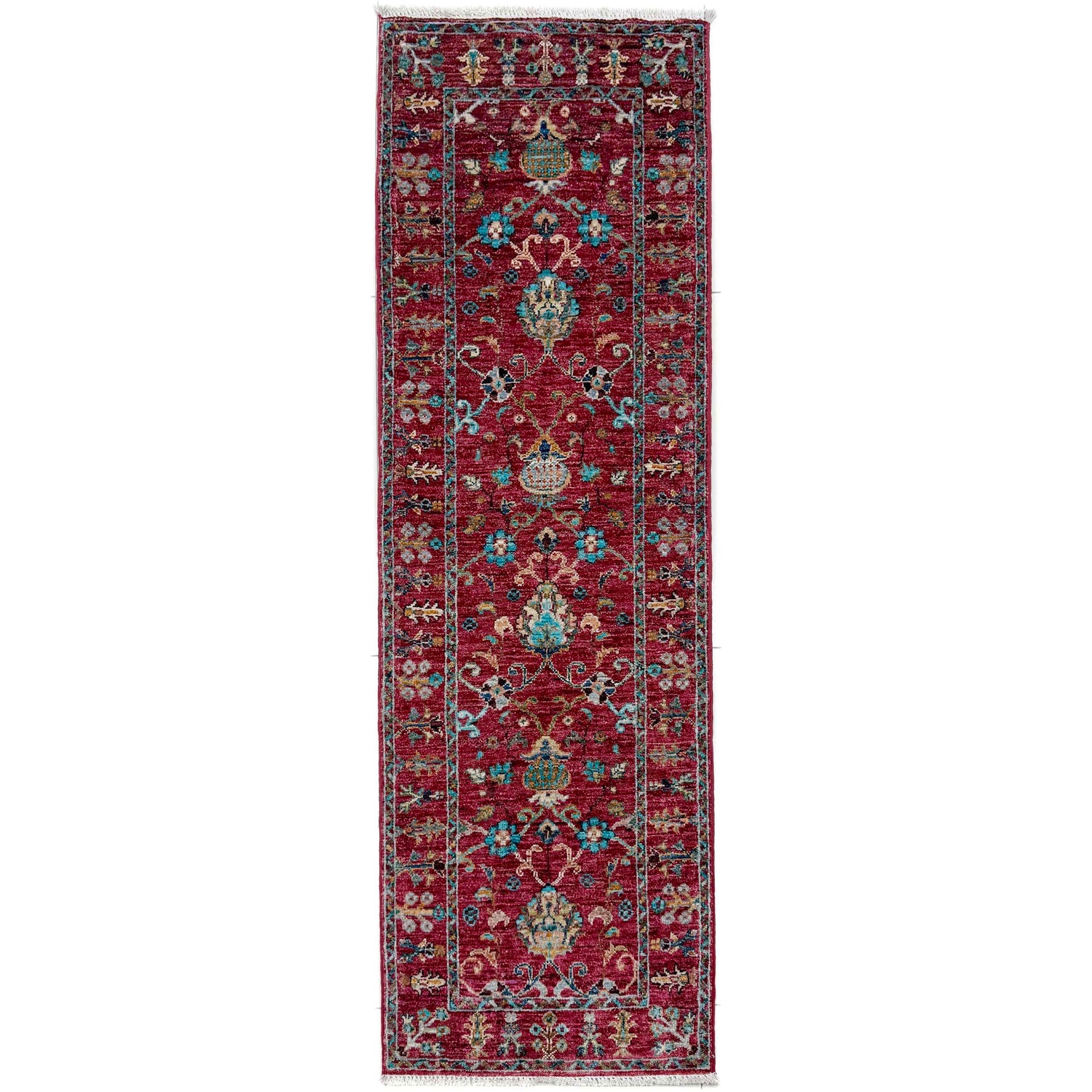 Sultani Runner Handmade Red Floral 6' Runner