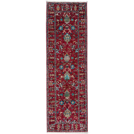 Sultani Runner Handmade Red Floral 6' Runner