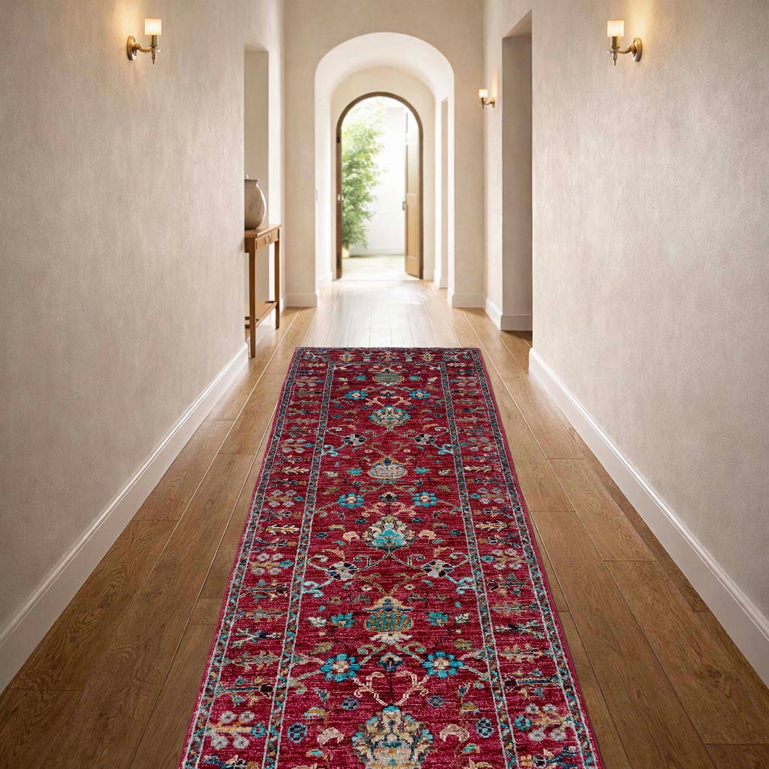 Sultani Runner Handmade Red Floral 6' Runner