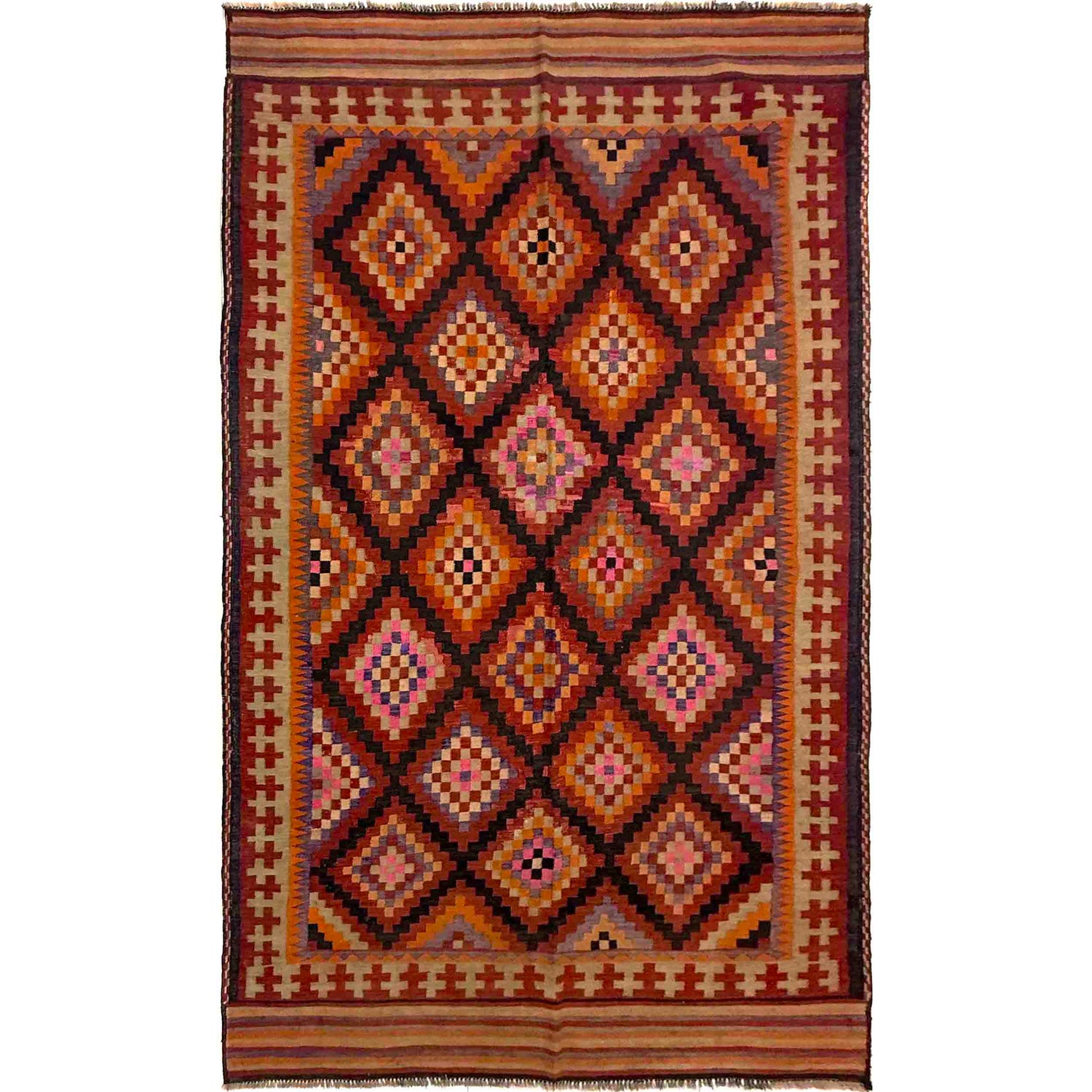 Hand-Knotted Multi Floral Maimana Kilim Area Rug – 5' 6" x 9' 8" ft (167 x 294 cm) | SKU: G39687
