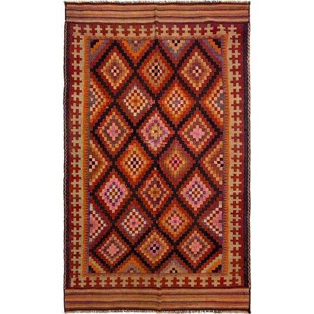 Hand-Knotted Multi Floral Maimana Kilim Area Rug – 5' 6" x 9' 8" ft (167 x 294 cm) | SKU: G39687