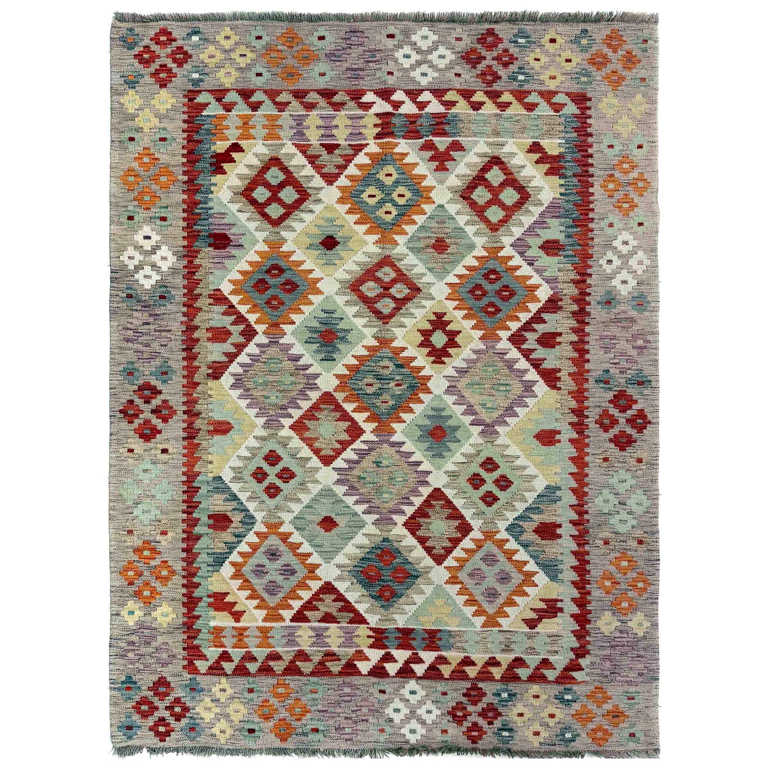 Handmade Afghan Vegetable Kilim – 153 x 203 cm | SKU: G39790