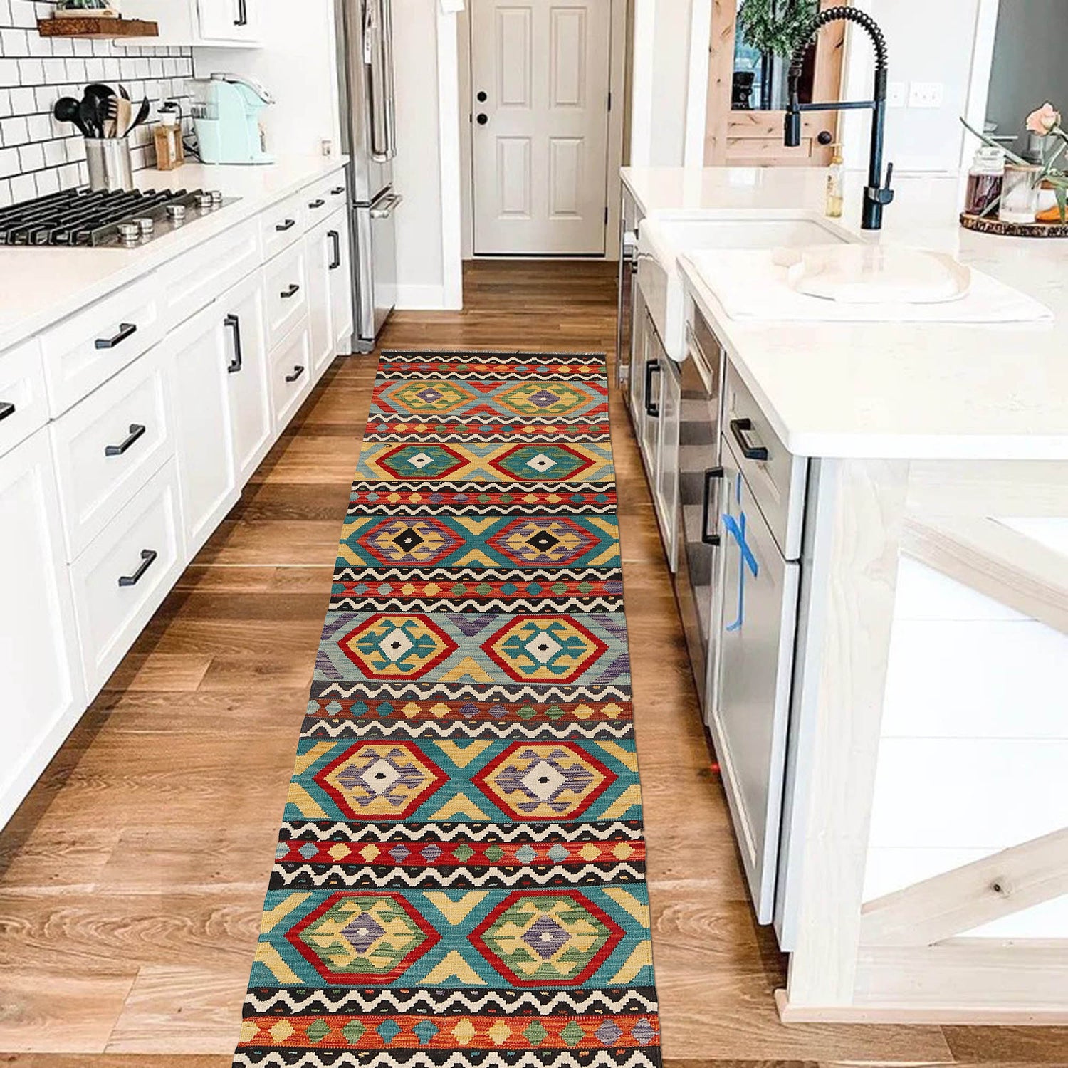 Handmade Multi Kilim Geometric 10' Runner
