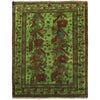Overdyed Area Rug Handmade Green Geometric 4x6 ft