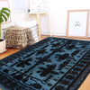 Overdyed Area Rug Handmade Blue Geometric 4x6 ft