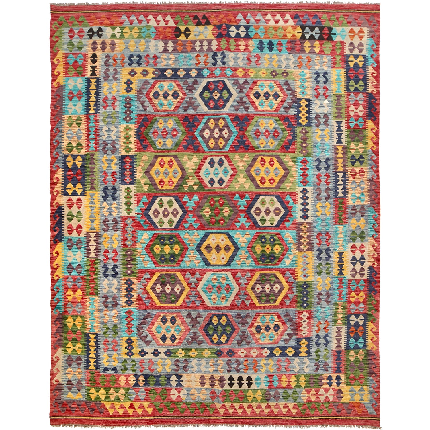 Handmade Multi Kilim Geometric 9x12 ft