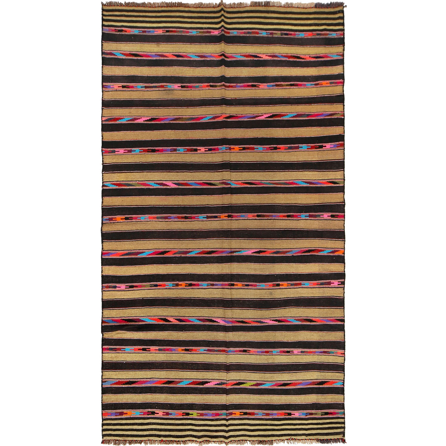 Maimana Kilim Area Rug Handmade Multi Floral 6x9 ft
