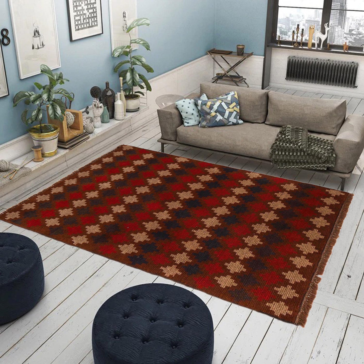 Baluchi Rug Handmade Brown Geometric 2x4 ft