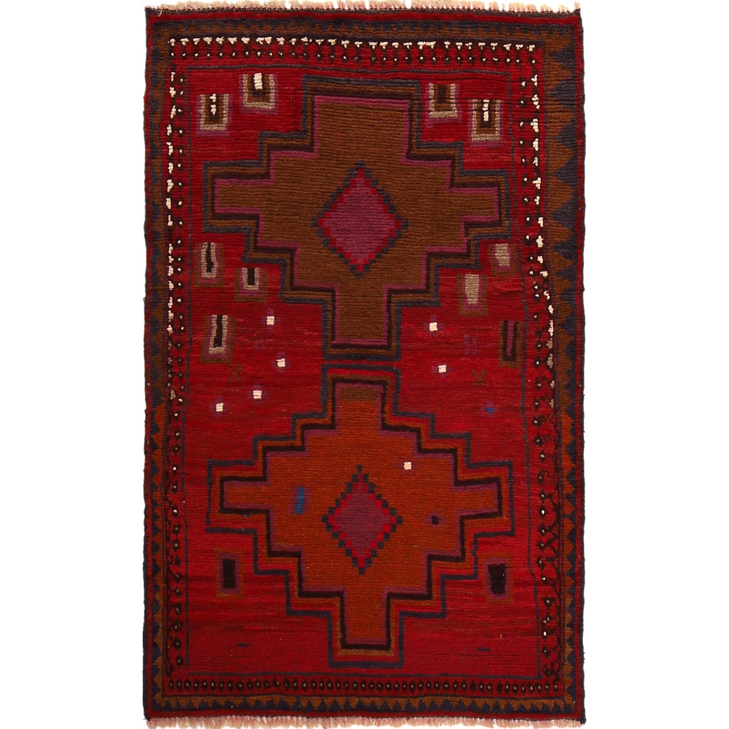 Baluchi Rug Handmade Multi Geometric 2x4 ft