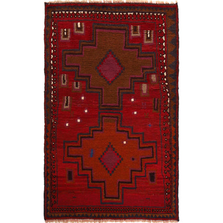 Baluchi Rug Handmade Multi Geometric 2x4 ft