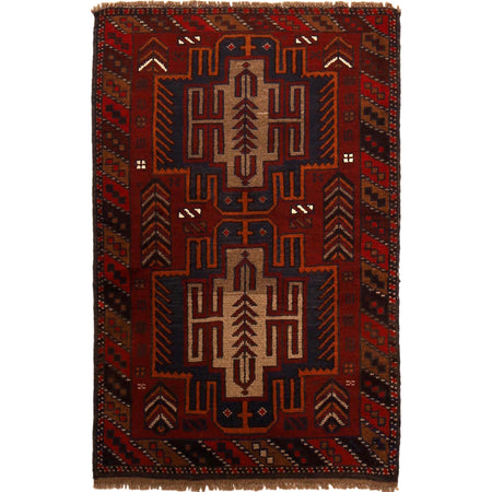 Baluchi Rug Handmade Multi Geometric 2x4 ft