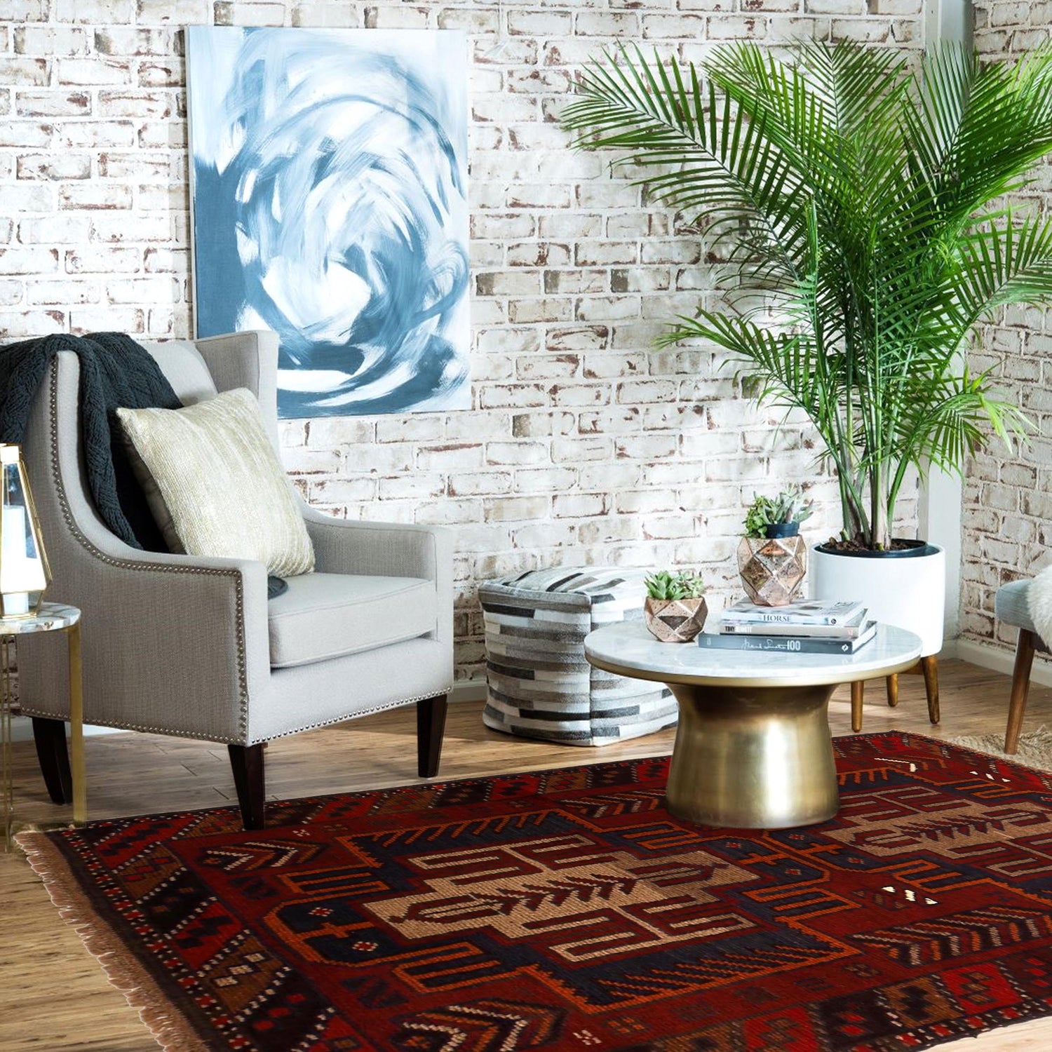 Baluchi Rug Handmade Multi Geometric 2x4 ft
