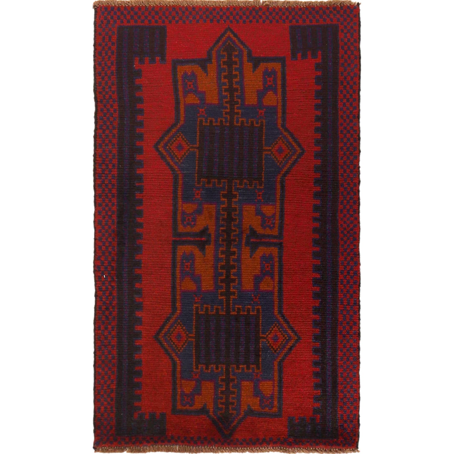 Baluchi Rug Handmade Red Geometric 3x5 ft