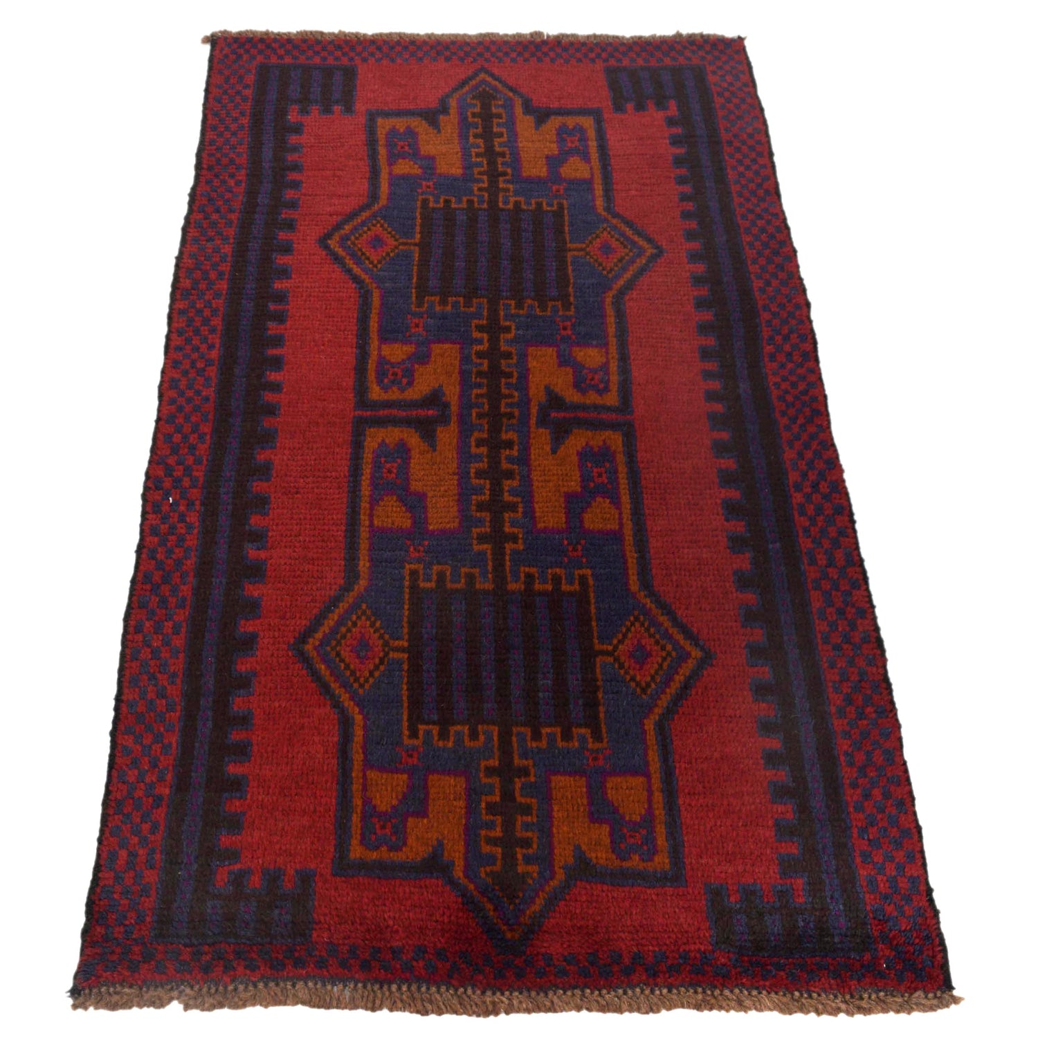 Baluchi Rug Handmade Red Geometric 3x5 ft