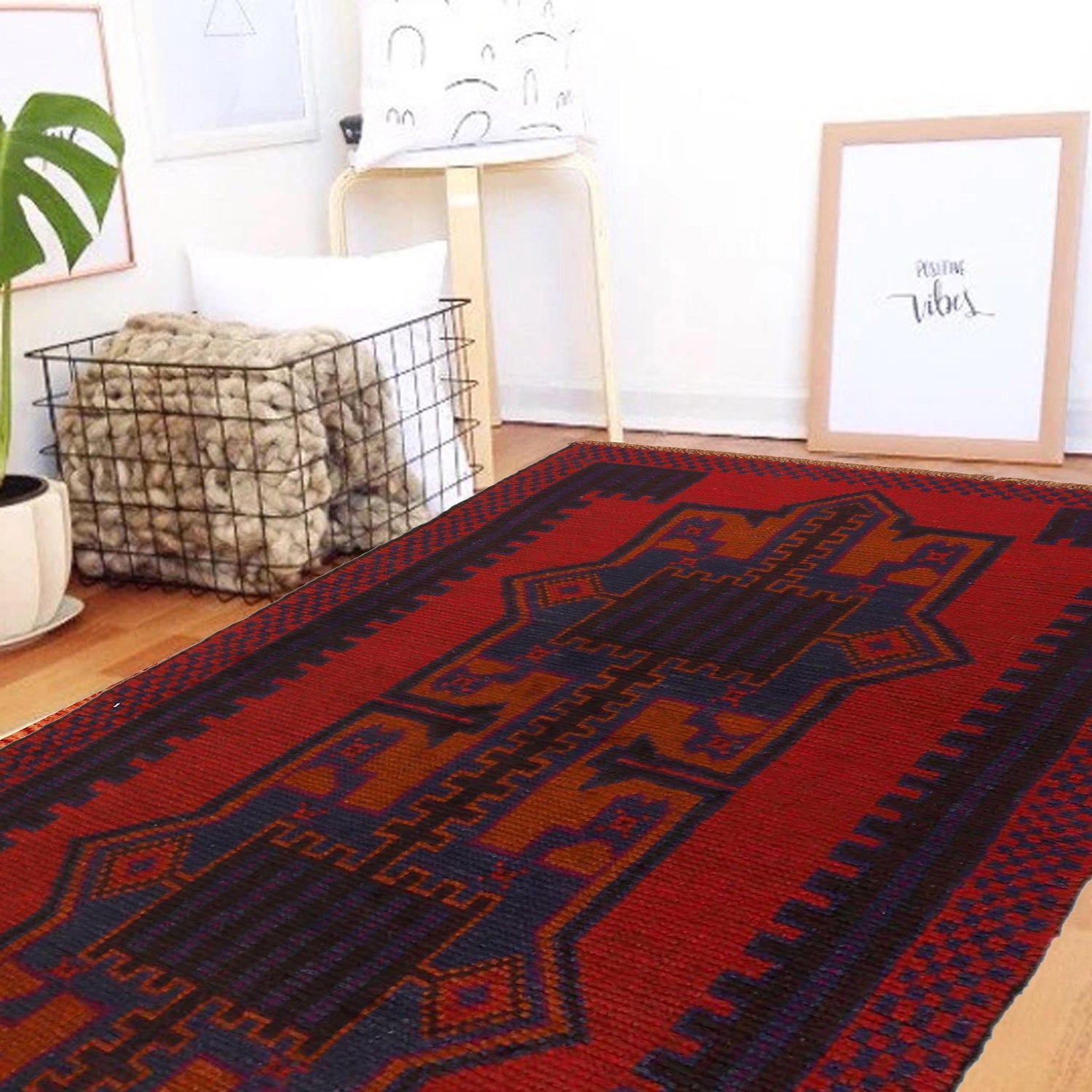 Baluchi Rug Handmade Red Geometric 3x5 ft