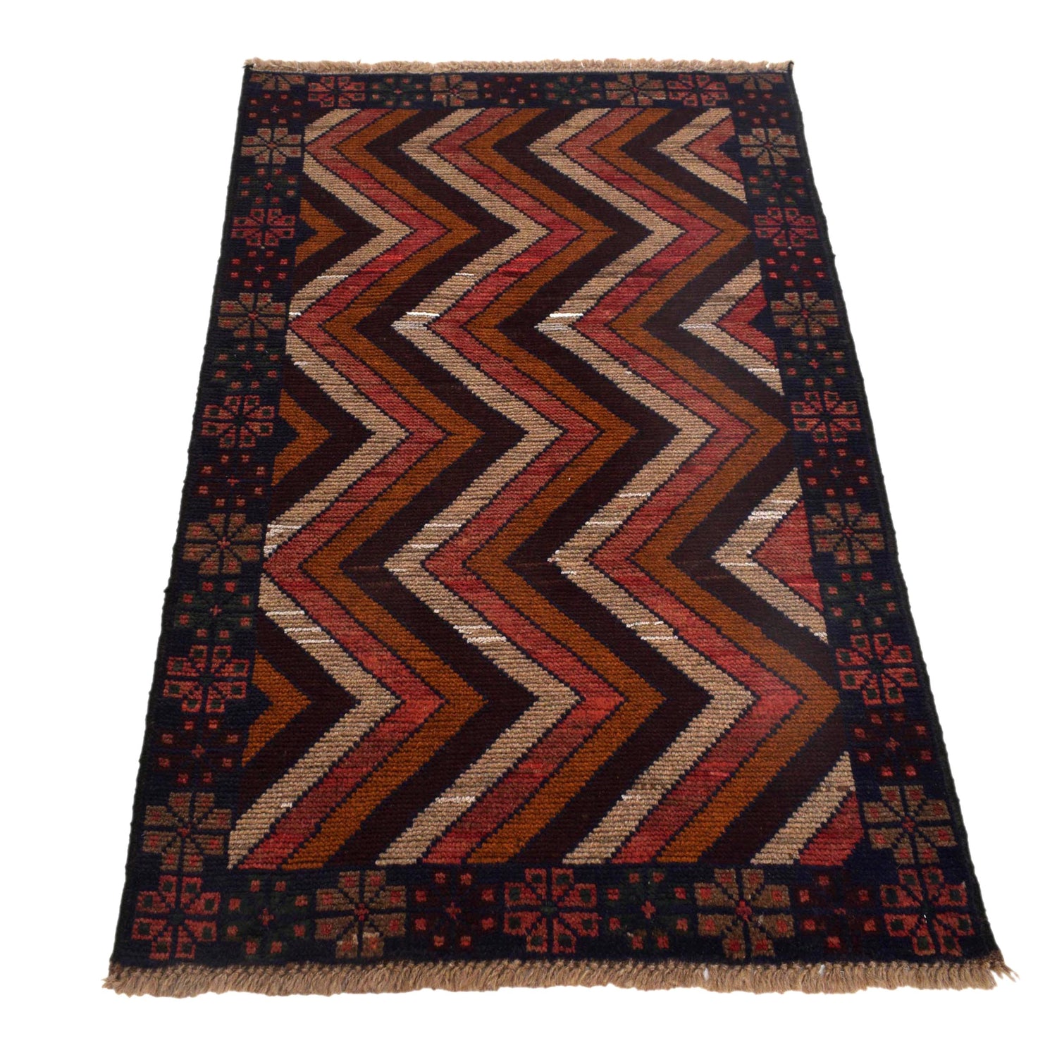 Baluchi Rug Handmade Multi Curvilinear 3x5 ft