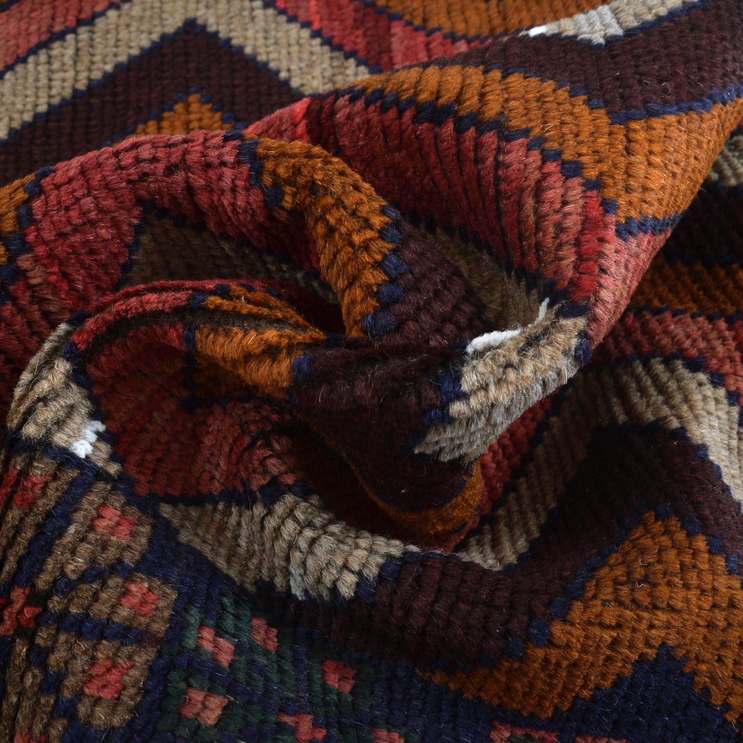 Baluchi Rug Handmade Multi Curvilinear 3x5 ft
