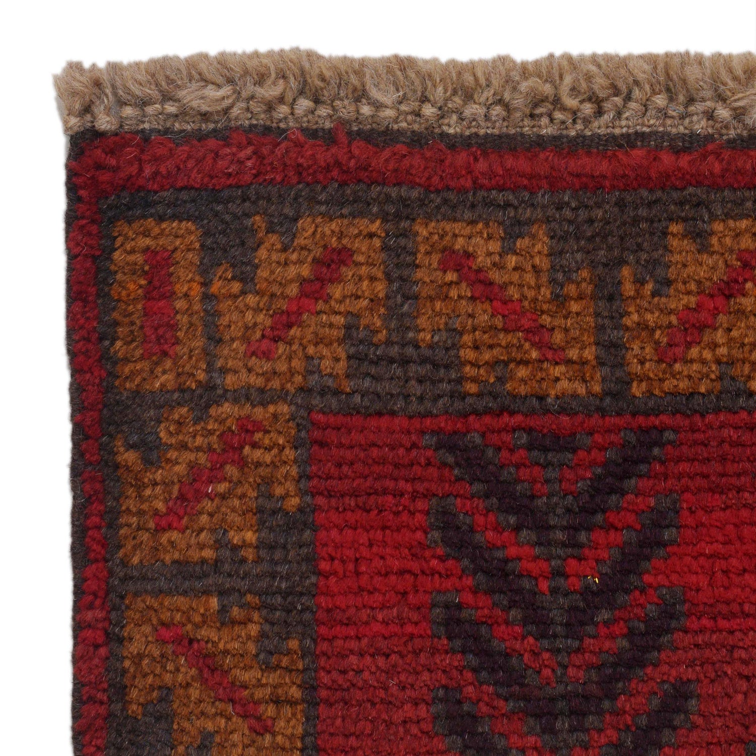 Baluchi Rug Handmade Red Geometric 3x5 ft