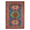 Kazak Rug Handmade Blue Medallion 3x5 ft