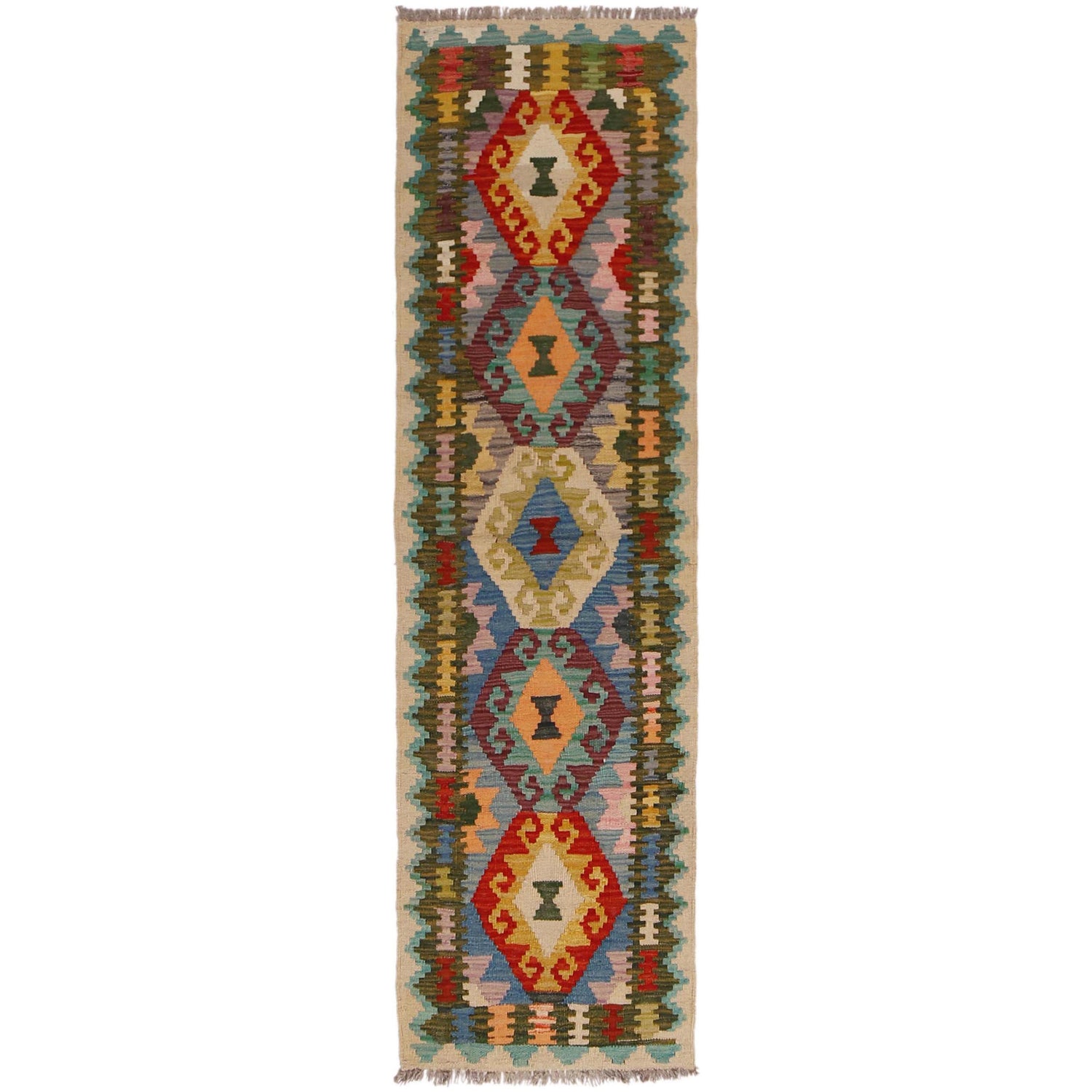 Handmade Multi Kilim Geometric 6' Runner