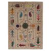 Embroidery Kilim Area Rug Handmade Beige Animal 5x8 ft