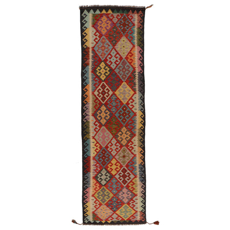 Handmade Multi Kilim Geometric 10' Runner