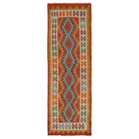 Handmade Multi Kilim Geometric 10' Runner