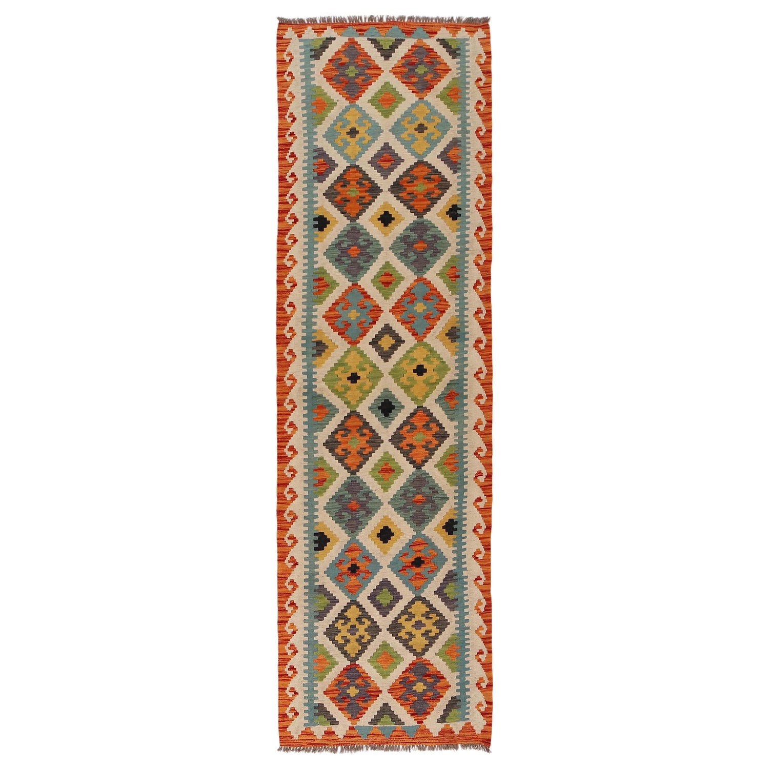 Handmade Multi Kilim Geometric 10' Runner