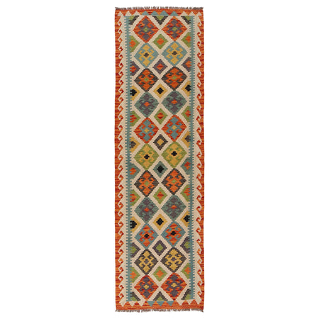 Handmade Multi Kilim Geometric 10' Runner