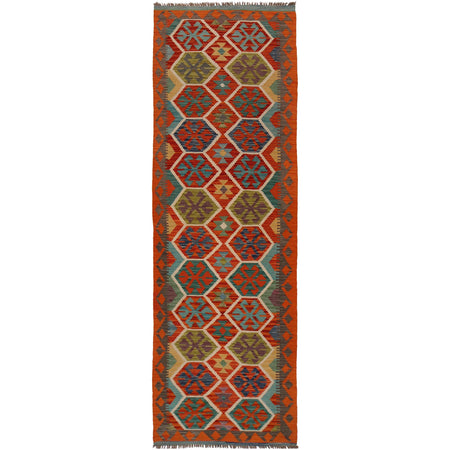 Handmade Multi Kilim Geometric 10' Runner