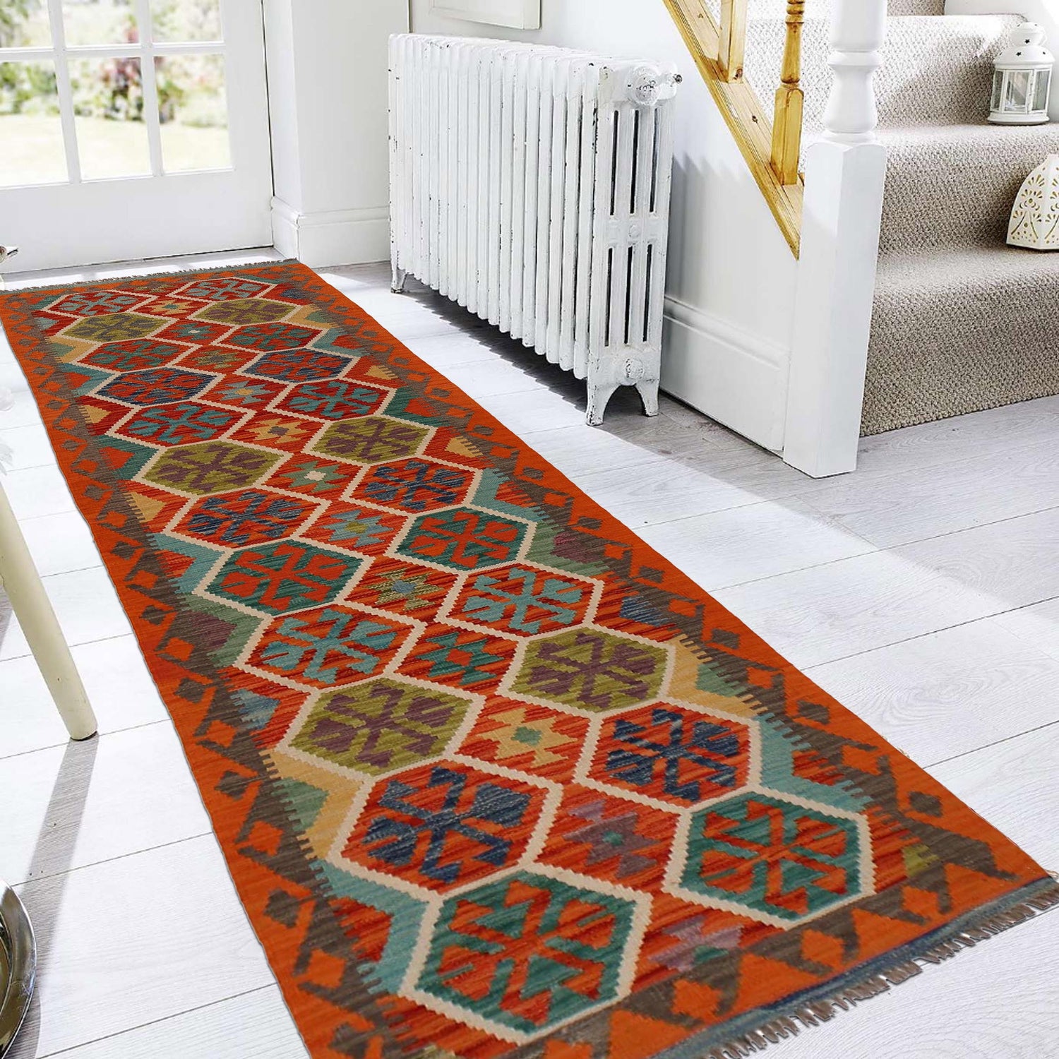 Handmade Multi Kilim Geometric 10' Runner