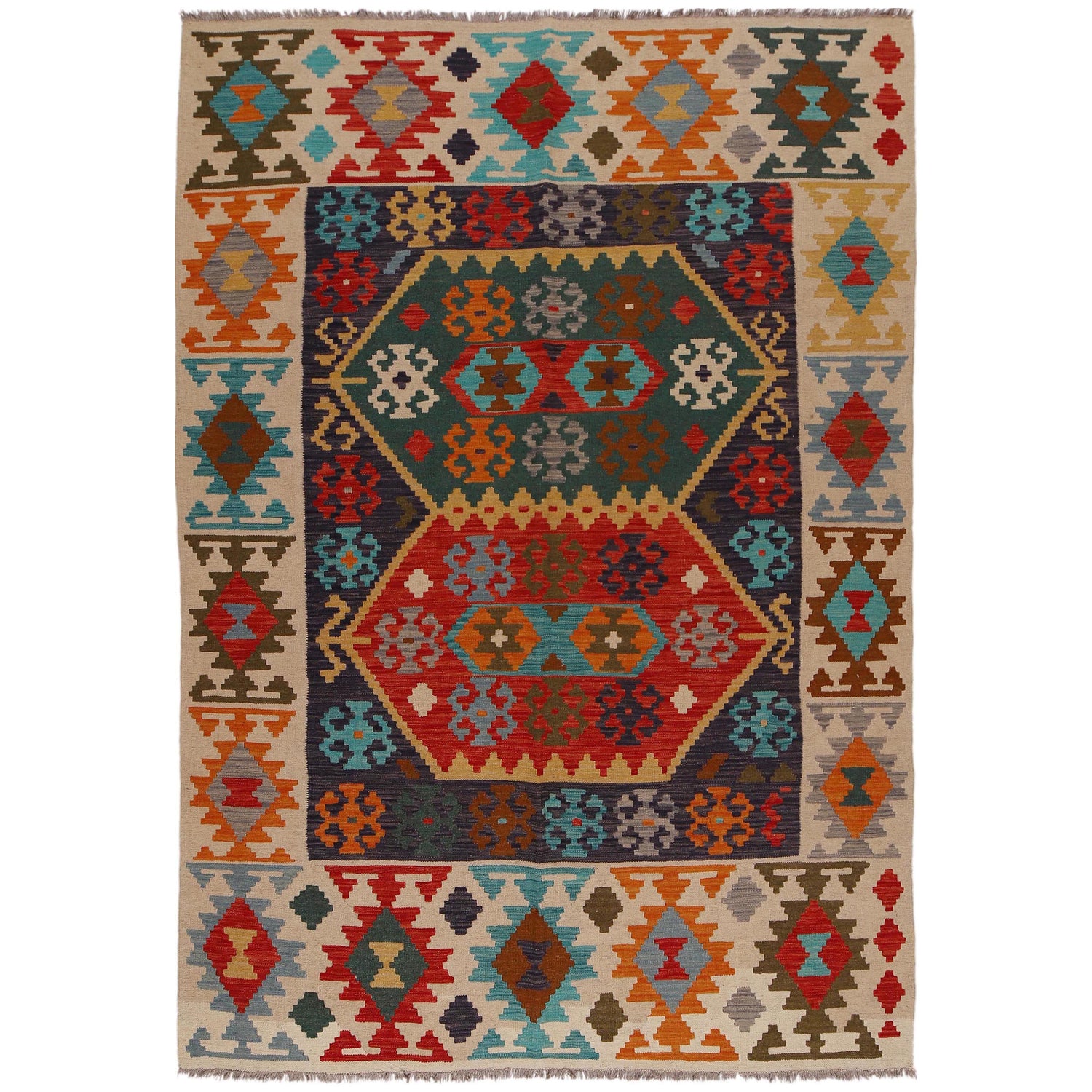 Handmade Multi Kilim Geometric 5x8 ft