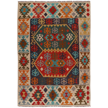 Handmade Multi Kilim Geometric 5x8 ft