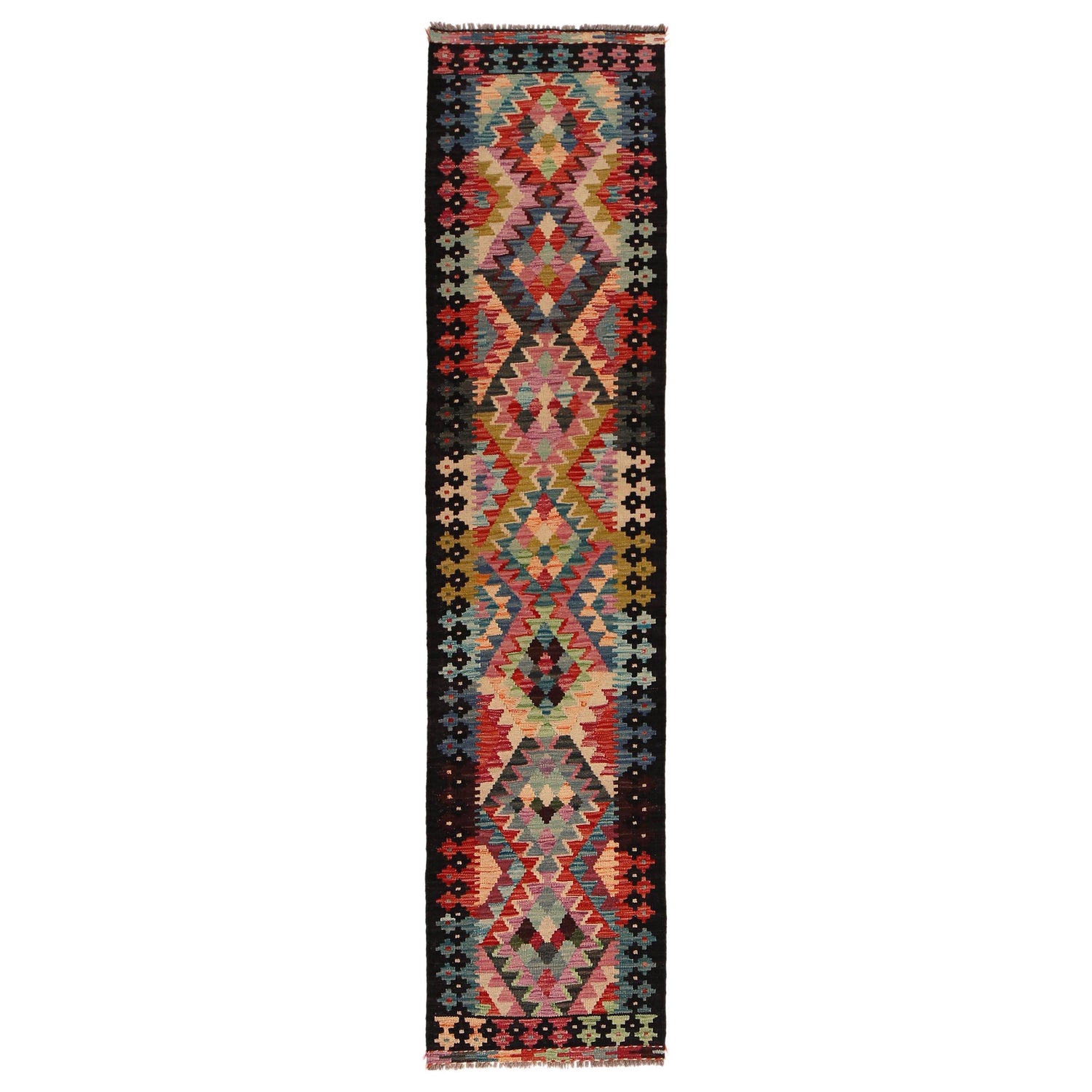 Handmade Multi Kilim Geometric 8' Runner