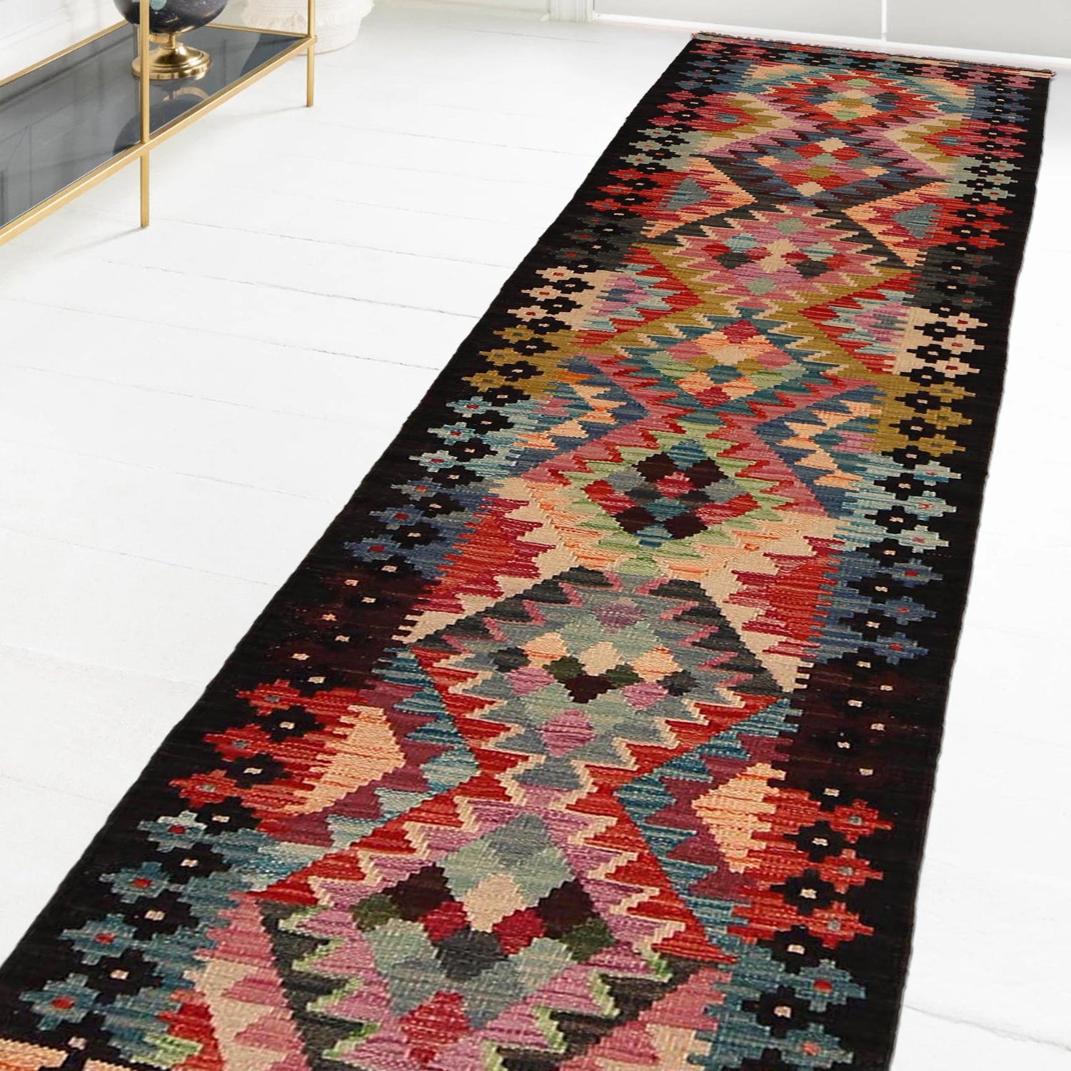 Handmade Multi Kilim Geometric 8' Runner