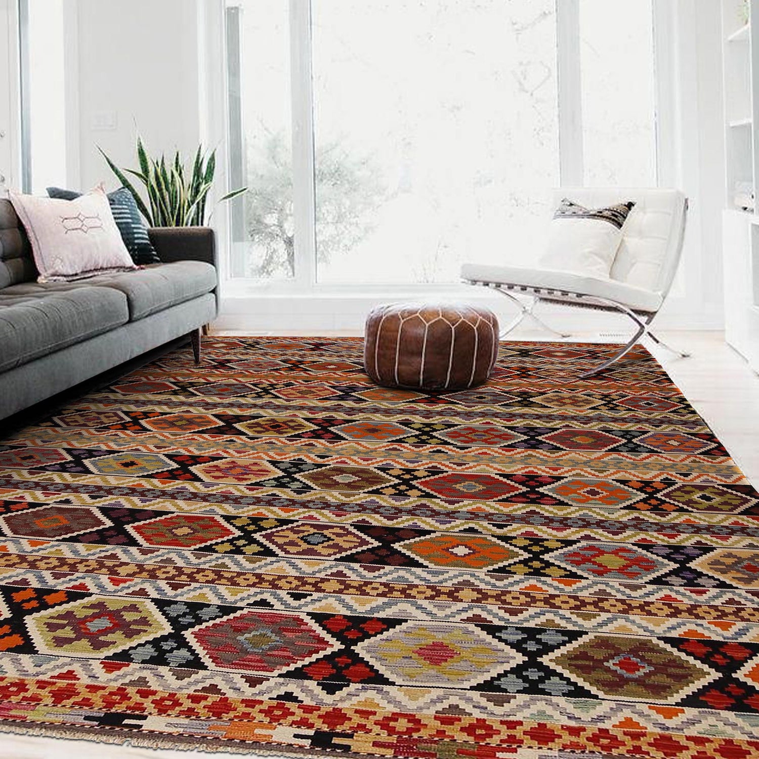 Handmade Multi Kilim Geometric 9x12 ft