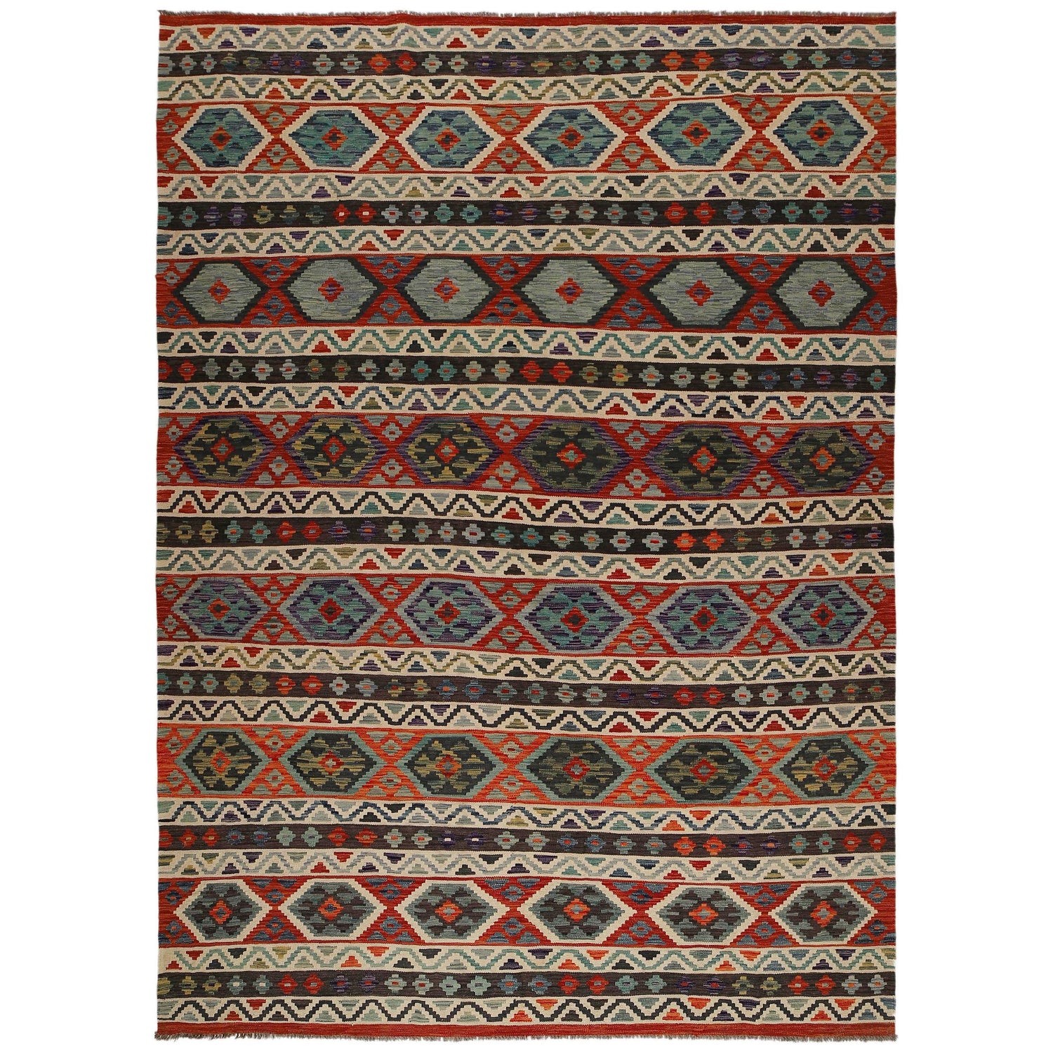 Handmade Multi Kilim Geometric 9x12 ft