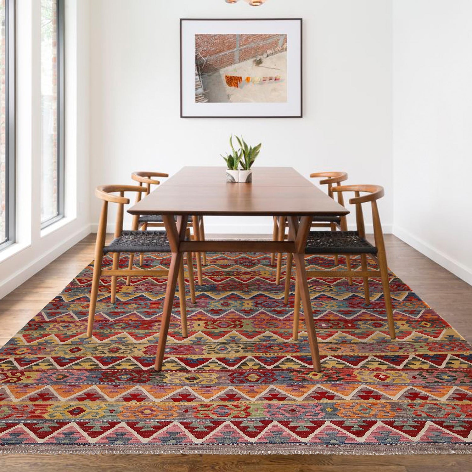 Handmade Multi Kilim Geometric 9x12 ft