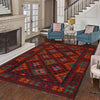 Maimana Kilim Area Rug Handmade Red Floral 6x9 ft