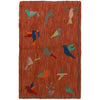Embroidery Kilim Area Rug Handmade Red Animal 2x4 ft